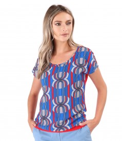 Blouse with veil front digitally printed