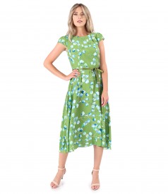 Elegant viscose dress printed with floral motifs