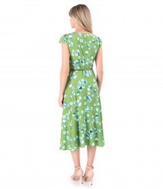 Elegant viscose dress printed with floral motifs