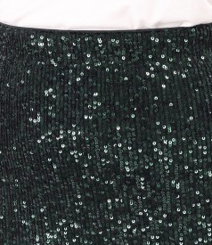 Midi evening skirt with metallic sequin