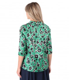 Natural silk blouse printed with floral motifs