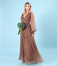 Long dress made of natural silk veil