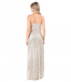 Long evening dress made of sequins with straps