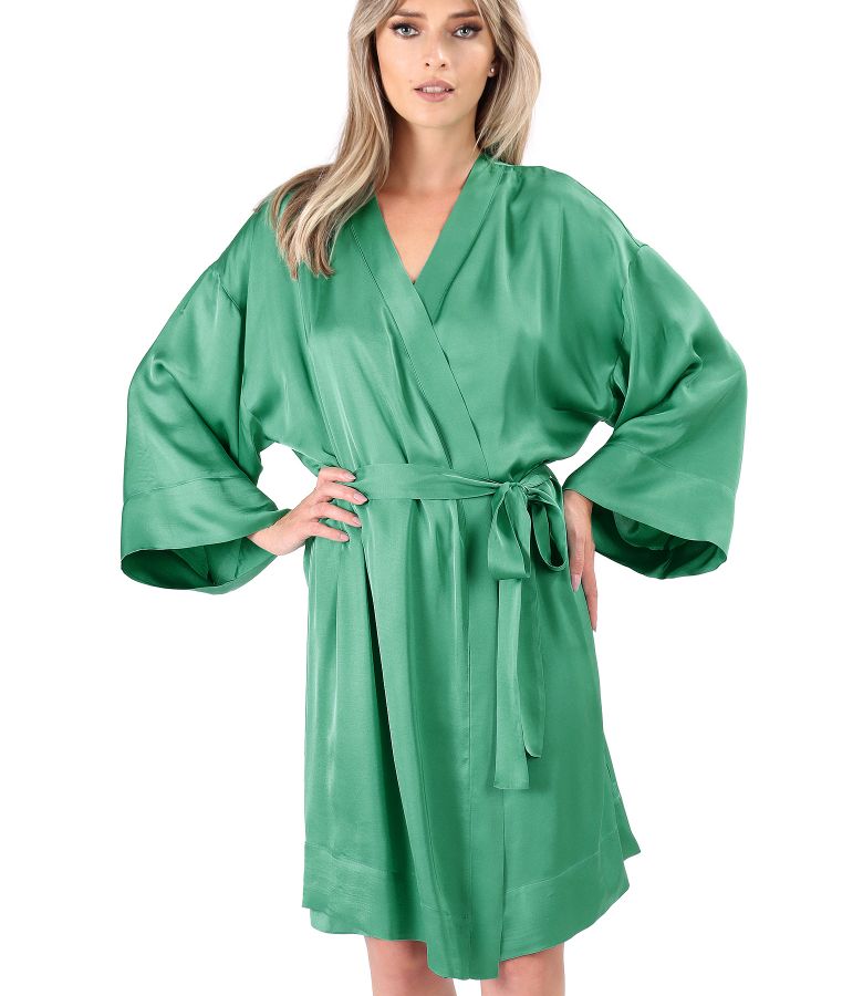 Short kimono with viscose satin cord