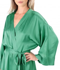 Short kimono with viscose satin cord