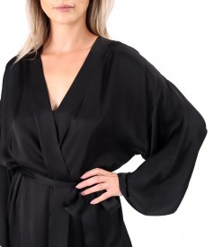 Short kimono with viscose satin cord