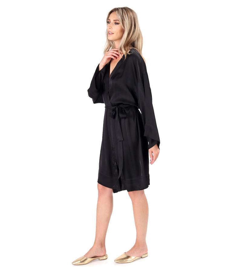 Short kimono with viscose satin cord