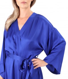 Short kimono with viscose satin cord