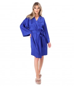 Short kimono with viscose satin cord