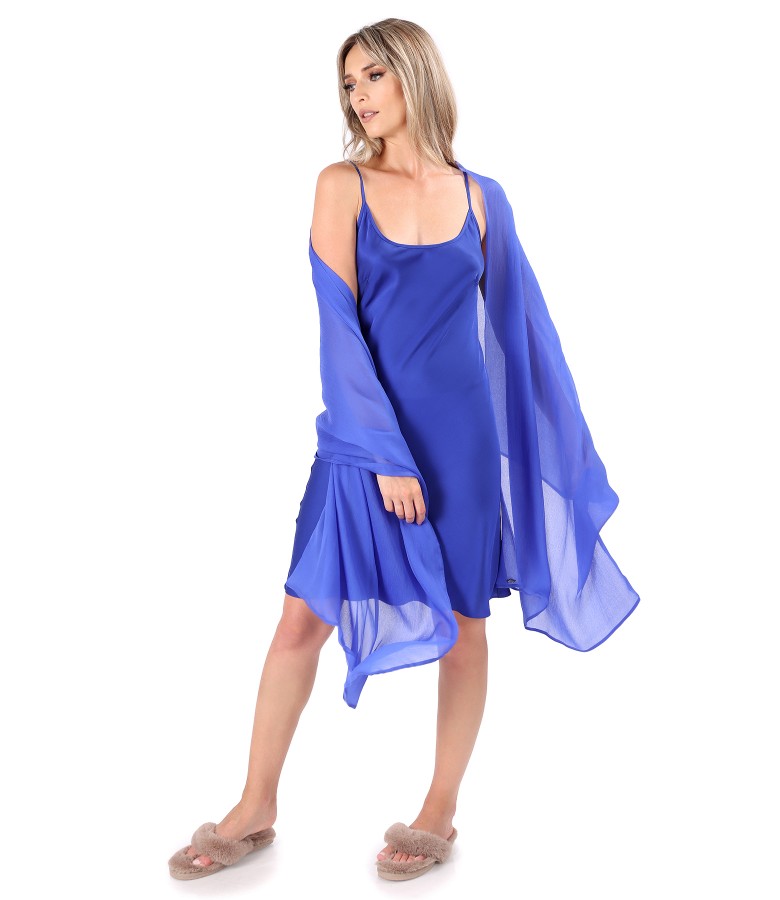 Dress with silk veil shawl
