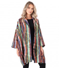 Oversized jacket with 3/4 sleeves made of fabric with a satin effect