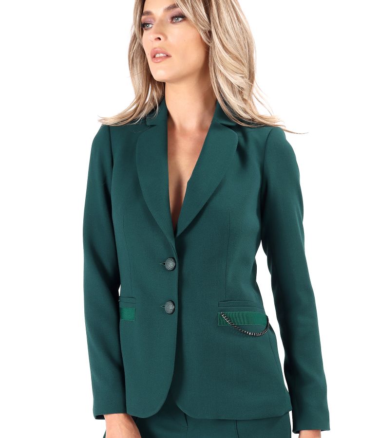 Office jacket made of elastic fabric with decorative chain