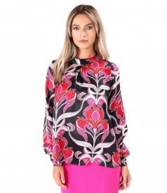 Digitally printed natural silk blouse