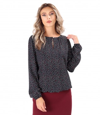 Viscose blouse printed with polka dots