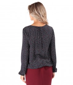 Viscose blouse printed with polka dots