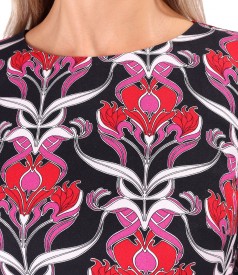 Viscose midi dress printed with floral motifs