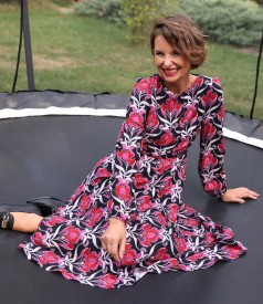 Viscose midi dress printed with floral motifs