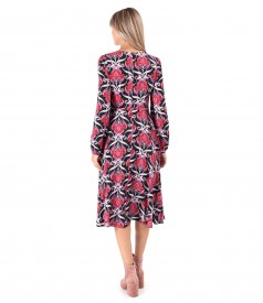 Viscose midi dress printed with floral motifs