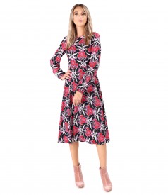 Viscose midi dress printed with floral motifs