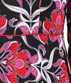 Viscose midi dress printed with floral motifs