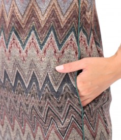 Elegant dress made of elastic fabric with lurex thread