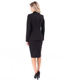 Women office suit with jacket and skirt made of elastic fabric