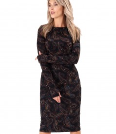 Elastic jersey dress printed with paisley motifs