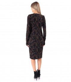 Elastic jersey dress printed with paisley motifs