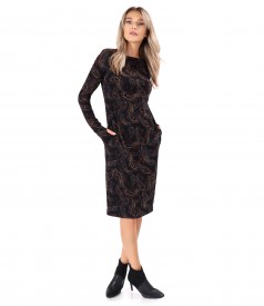 Elastic jersey dress printed with paisley motifs