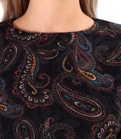 Elastic jersey dress printed with paisley motifs