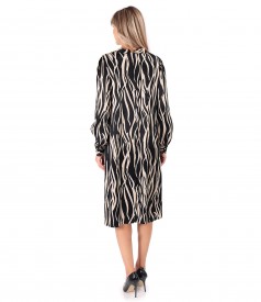 Midi dress made of viscose satin with animal print