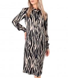 Midi dress made of viscose satin with animal print