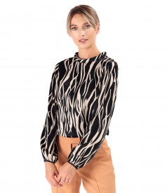 Viscose satin blouse with animal print