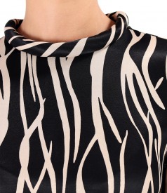 Viscose satin blouse with animal print