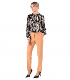 Viscose satin blouse with animal print