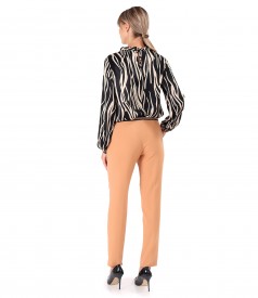Viscose satin blouse with ankle pants