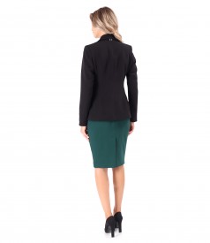 Women office suit with jacket and skirt made of elastic fabric