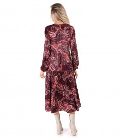 Midi dress with ruffles made of viscose satin