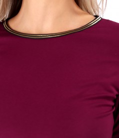 Elegant elastic jersey blouse with 3/4 sleeves