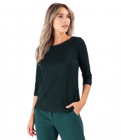 Elegant elastic jersey blouse with 3/4 sleeves