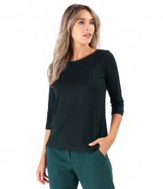 Elegant elastic jersey blouse with 3/4 sleeves