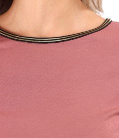 Elegant elastic jersey blouse with 3/4 sleeves