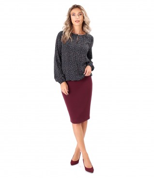 Viscose blouse with tapered skirt