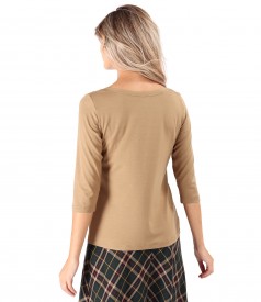 Elastic jersey blouse with gold elastic at the waist