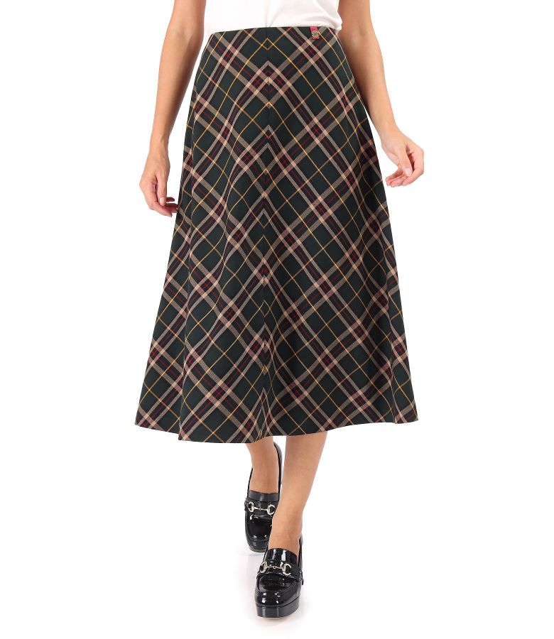 Flared checked midi dress