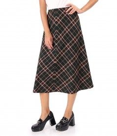 Flared checked midi dress