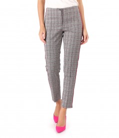 Ankle pants checkered with a satin band on the side