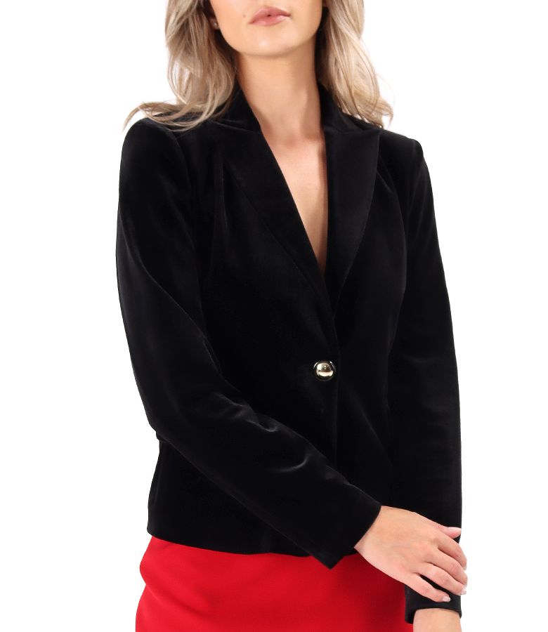 Black elastic velvet jacket