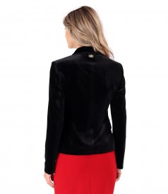 Black elastic velvet jacket