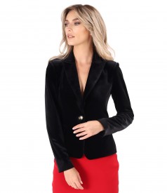 Black elastic velvet jacket